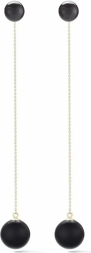 14kt Yellow Gold Onyx Ball Drop Earrings