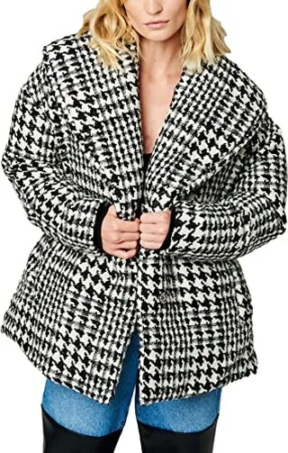 [BLANKNYC] Womens Luxury Clothing Houndstooth Puffer Wrap Coat