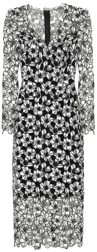 Floral lace midi sheath dress