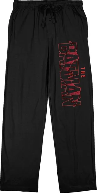 The Batman Movie Red Logo Men’s Black Drawstring Sleep Pajama Pants -XL