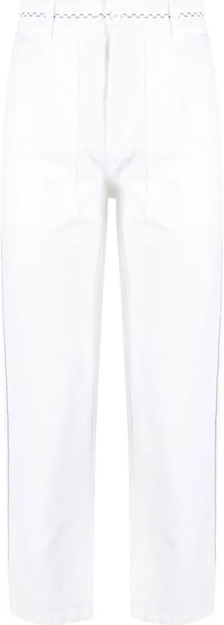 Embroidered Straight-Leg Trousers