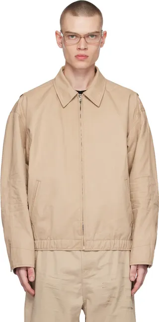 We11done Beige Washed Work Denim Jacket