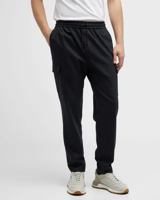 Men's Flannel Drawstring Cargo Pants