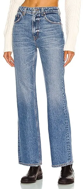 GRLFRND Melanie Petite High Rise Boot Cut in Blue