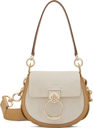 Chloé Tan & Off-White Small Tess Shoulder Bag