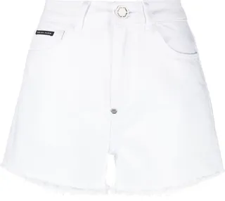 Raw-Edge Denim Shorts