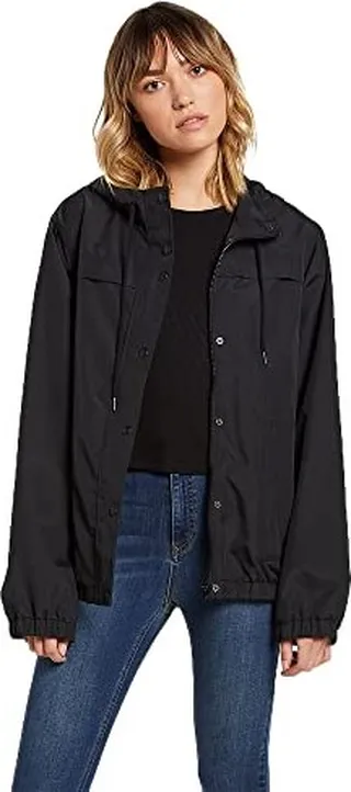 Volcom Women's Regular Enemy Stone Hooded Zip Front Windbreaker Jacket (Regular & Plus Size)