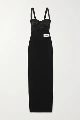 Dolce & Gabbana - Open-back Satin And Stretch-jersey Bustier Midi Dress - Black
