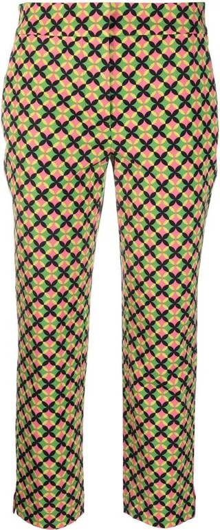 Geometric-Print Cropped Trousers