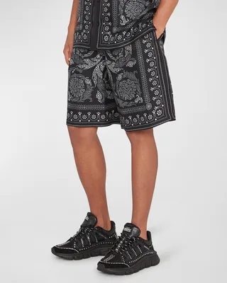 Men's Barocco Studs Silk Shorts
