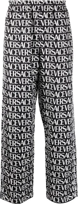 Logo-Print Silk Trousers