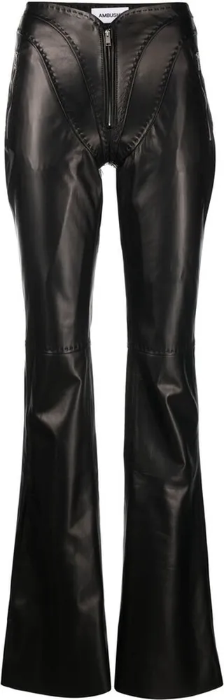Flared Leather Trousers