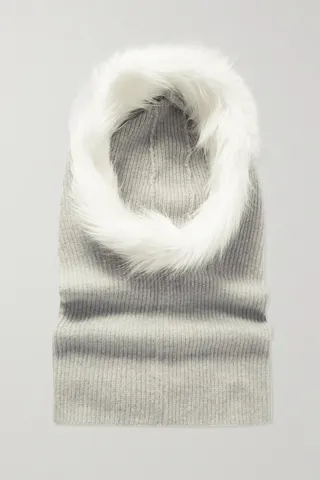 Eugenia Kim - Paulina Faux Fur-trimmed Ribbed Cashmere Snood - Gray