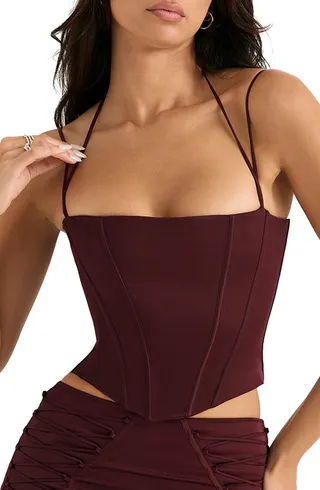 Chantelle Halter Neck Satin Corset Top