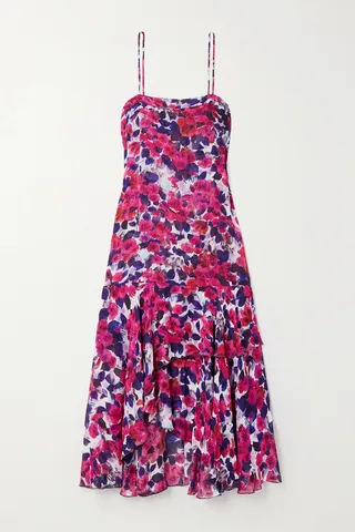 Dries Van Noten - Ruffled Floral-print Chiffon Midi Dress - Pink
