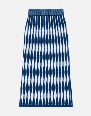 Shibori Cotton Matte Crepe Midi Skirt