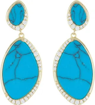 Turquoise & Cubic Zirconia Drop Earrings