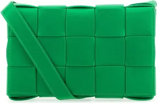 Crossbody bag realized in smooth calf leather characterized by iconic Intrecciato motif on the entire surface.