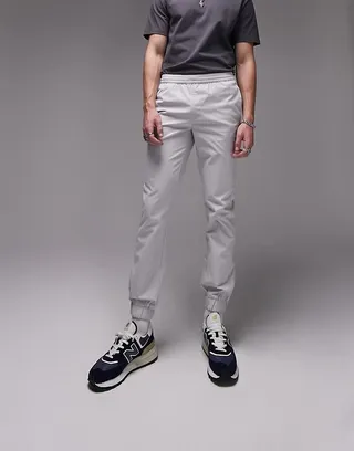 Topman skinny pants with elastic waist in gray
