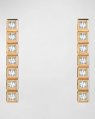 18K Rose Gold Ice Cube Full-Diamond Bar Earrings