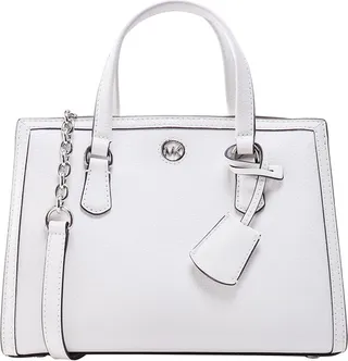 Leather handbag with metal monogram