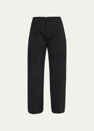 Cropped Wool Flare Trouser Pants