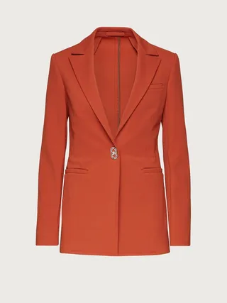 Ferragamo Women Single breasted jersey blazer Red