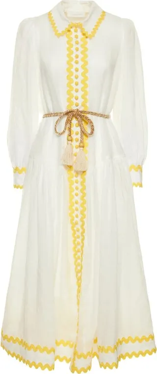 Cira drop waist ramie midi shirt dress