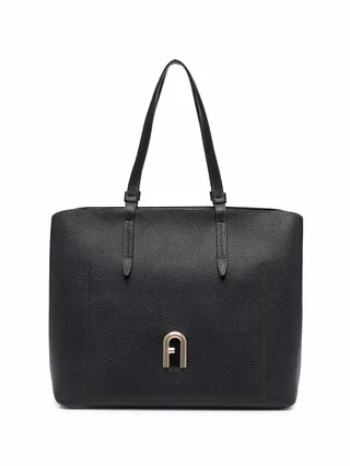 Logo-Plaque Leather Tote Bag
