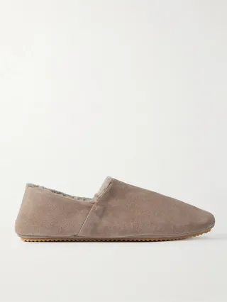 Babouche Shearling-Lined Suede Slippers