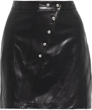 Unga button-detailed leather mini skirt