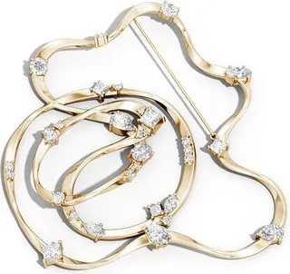Runway Collection Sakura White Topaz Gold Brooch