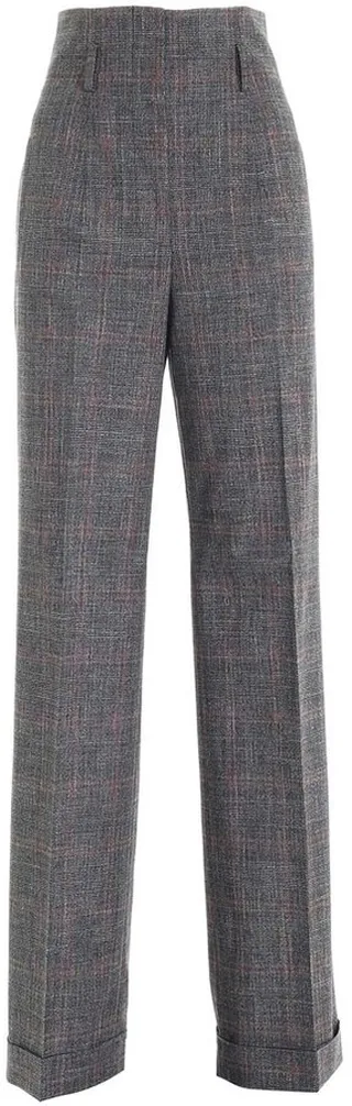 Alberta Ferretti Plaid High-Waisted Pants