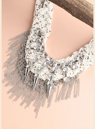 Silver Plated Party Designer Stone Statement Necklace For Women