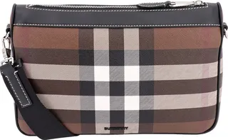 Dark birch brown "rambler Shoulder Bag" from Burberry "Coated canvas shoulder bag with Burberry Check motif