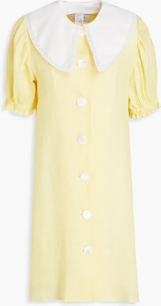 Linen mini shirt dress