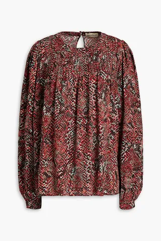Dione snake-print crepe blouse