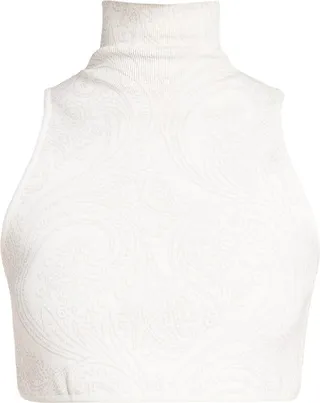 Paisley Mock Turtleneck Crop Top