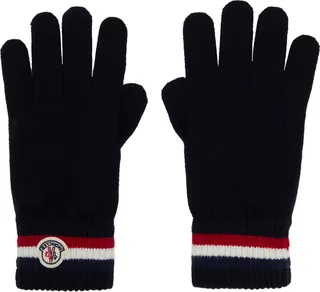 Moncler Navy Wool Gloves