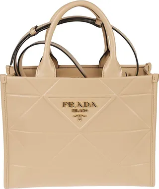 Diamond Quilt Logo Embossed Shoulder Bag