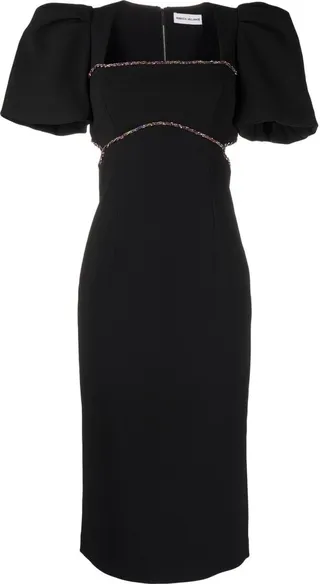 Victoria puff-sleeved midi dress
