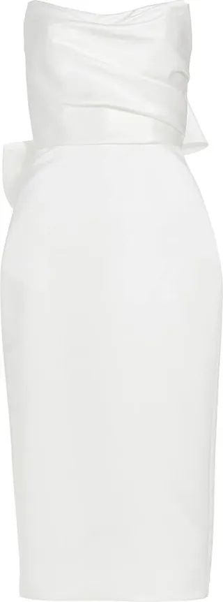 Duchess Satin Bow-Back Midi-Dress