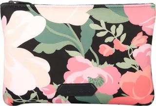 Floral Print Logo Patch Zipped Pouch