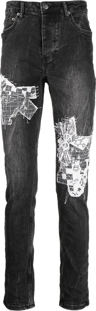 Graphic-Print Skinny Jeans