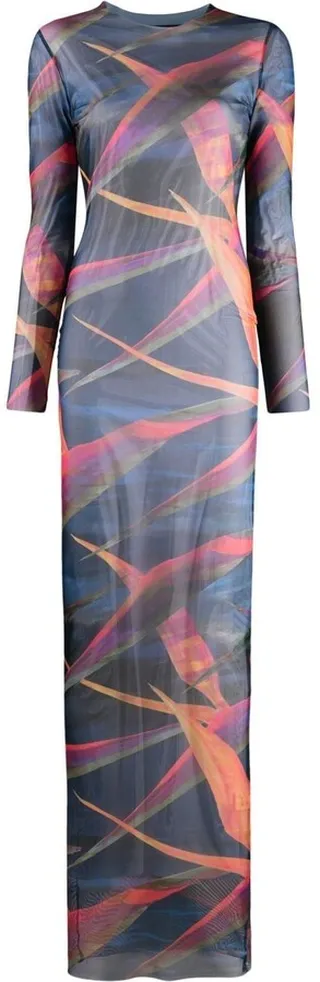 Graphic-Print Evening Dress
