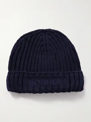 Conrad Logo-Embroidered Ribbed Virgin Wool-Blend Beanie