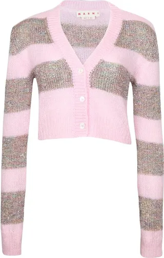 Marni Striped Cropped V-Neck Cardigan
