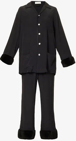 Womens Riri Casablanca Faux Fur-trim ilk Pyjamas