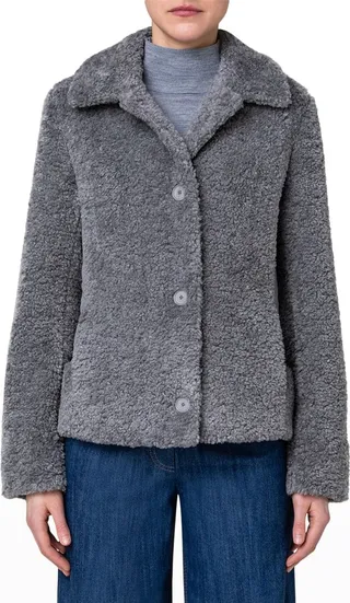Dot-Quilted Faux Fur Jacket