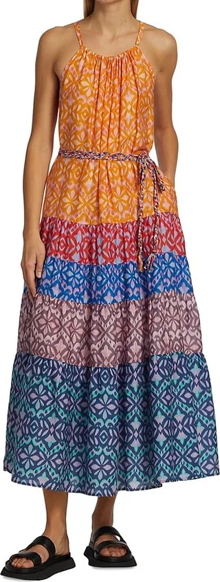 Viv Tiered Belted Midi Dress
